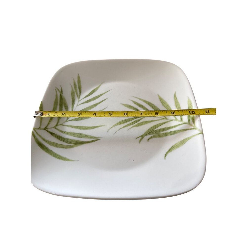 Corelle Vitrelle Set of 2 Bamboo Leaf Pattern 10.25” Square Dinner Plates - Picture 5 of 5